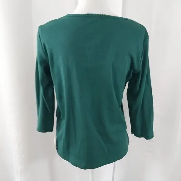 NWT@$54! ALFRED DUNNER! EMERALD GREEN 3/4 SLEEVED, SILVER STUDDED TOP SZ PS - Picture 5 of 9